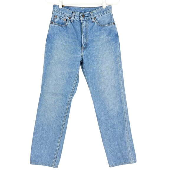 Levis 505 Women's Straight-Leg Blue Denim Jeans Size 26x27 Mid Rise Cotton - Picture 1 of 10